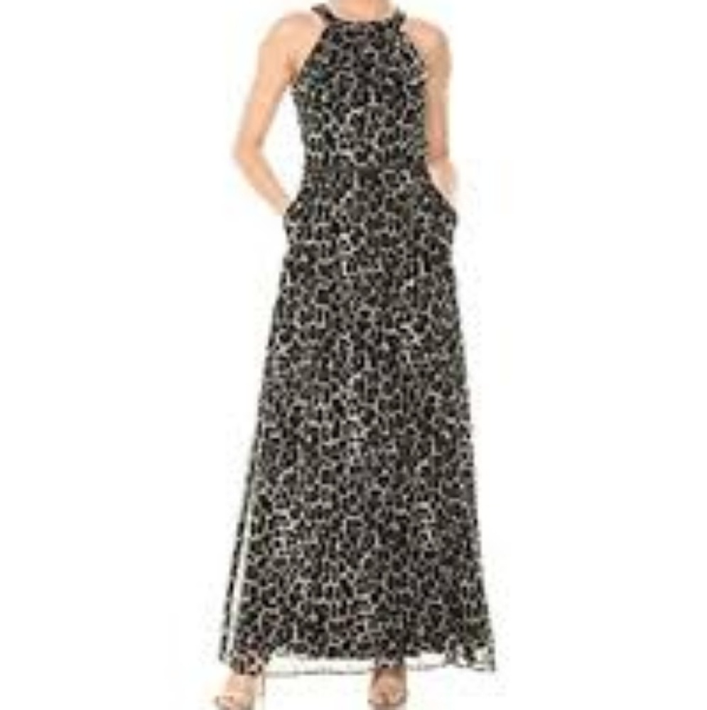 Women's Aminal Print Beaded Waist Maxi. NWOT